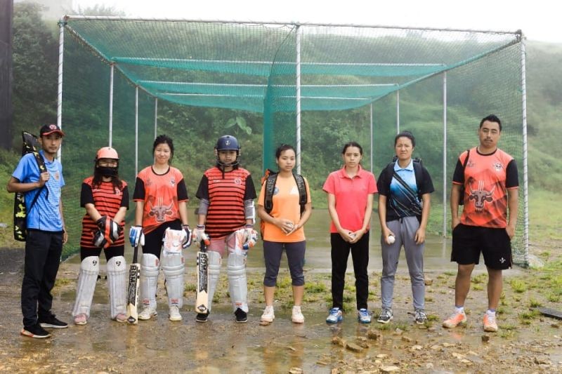 The 6 girls from Zunheboto who were selected for state-level cricket coaching in Sovima, Dimapur. (Morung Photo)
